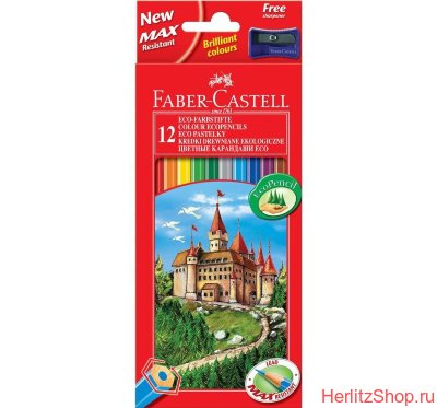 Карандаши цветные Faber-Castell Eco, "Замок", 12 цв., с точилкой