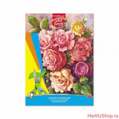 Цветной картон Erich Krause, ArtBerry, "Розы", А4, 10 листов/10 цветов